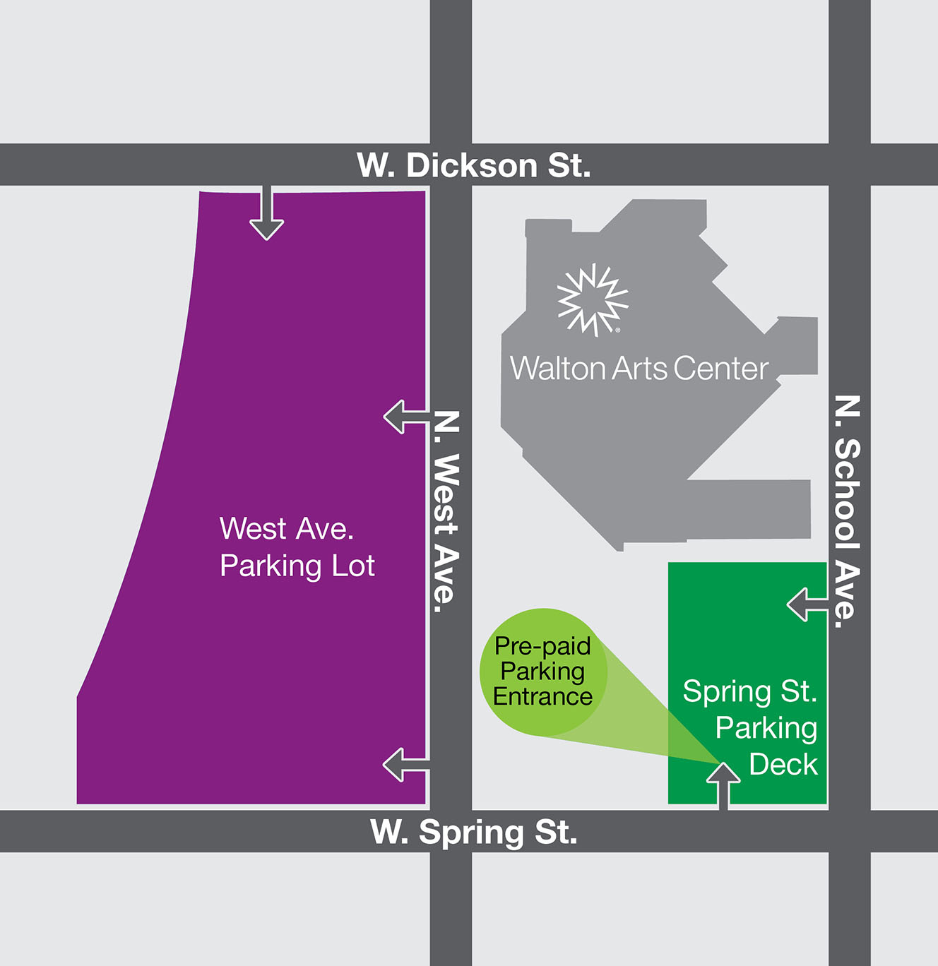 Spring Street prepaid parking map